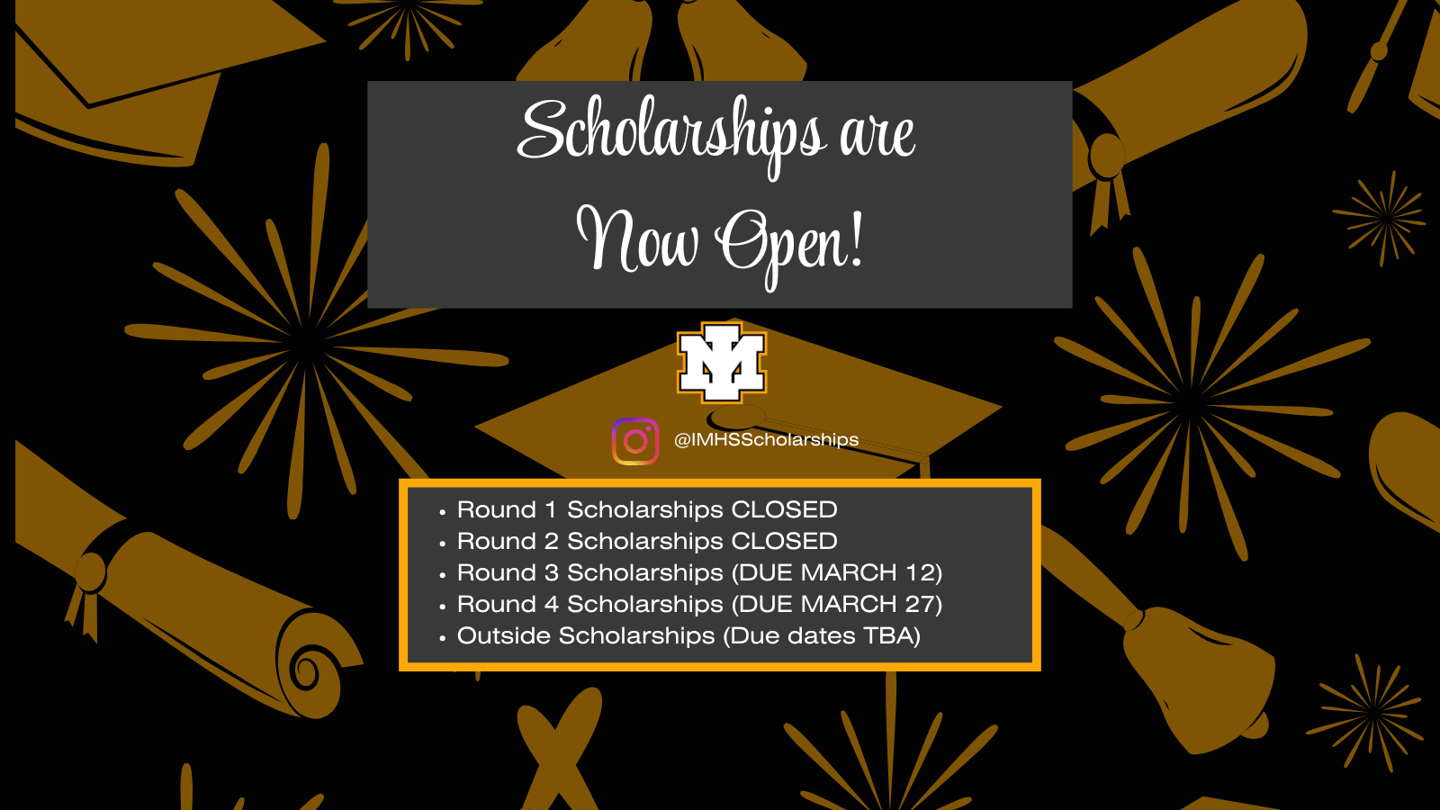 graphic announcing Scholarships Open